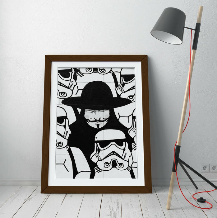 GUY FAWKES STORMTROOPERS GRAFFITI -ART FRAMED POSTER PICTURE PRINT ARTWORK-