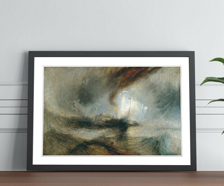 Turner Snow Storm Art - Framed Art Poster With Steam Boat Painting, Ready To Hang
