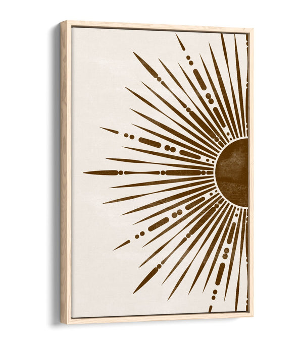 Boho Canvas Wall Art - Bronze Sun Illustration | Float Effect Canvas Print