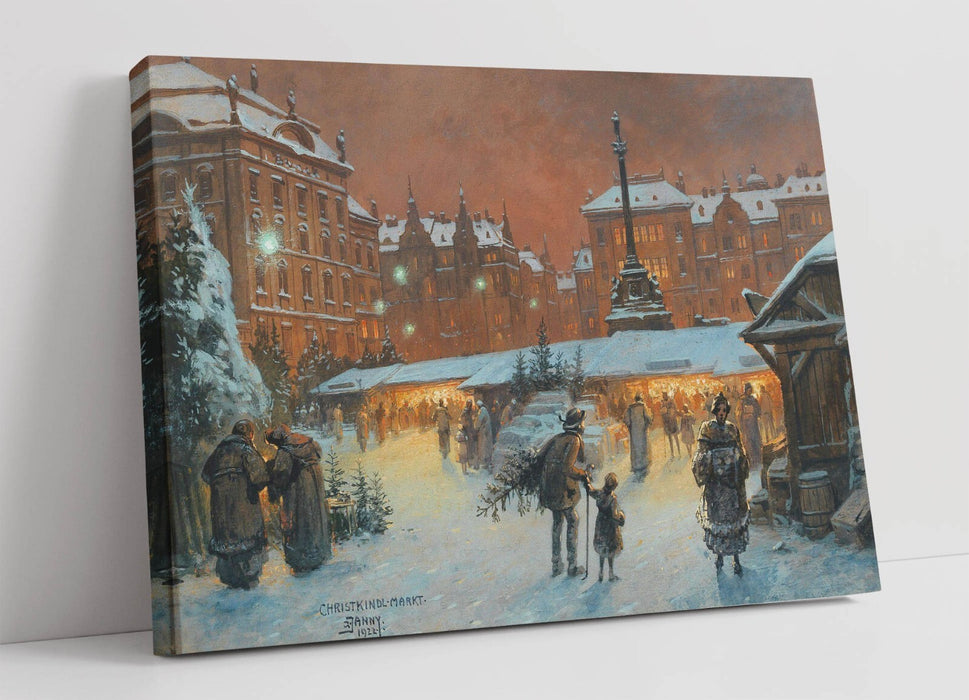 Canvas Wall Art - Handmade Christmas Market Print | Premium Varnish Coating