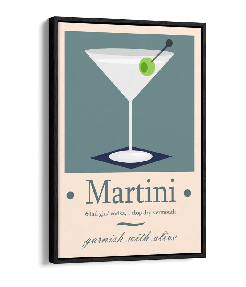 Martini Cocktail Poster - Float Effect Frame Canvas Wall Art Print | Handmade UK