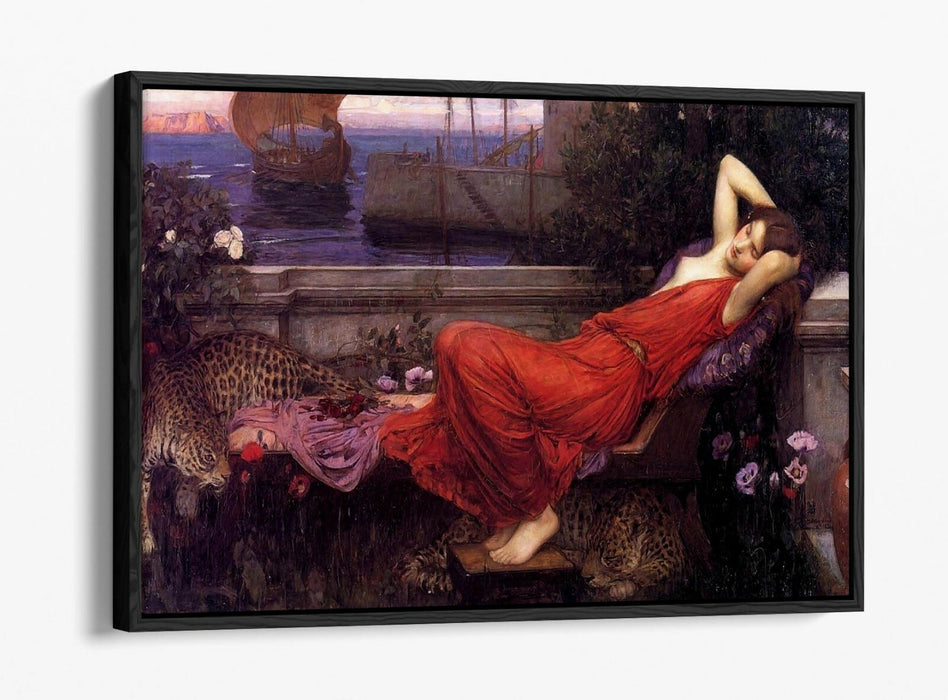 JOHN WILLIAM WATERHOUSE ARIADNE -FLOAT EFFECT CANVAS WALL ART PIC PRINT- RED
