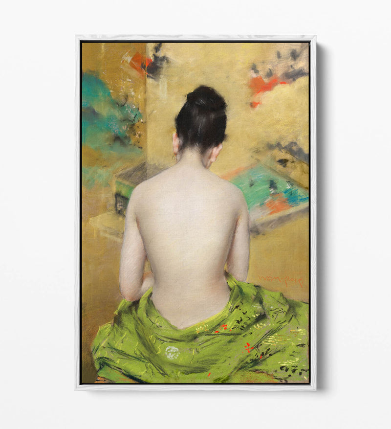 Canvas Wall Art - William Merritt Chase Japanese Woman Print With Float Effect Frame