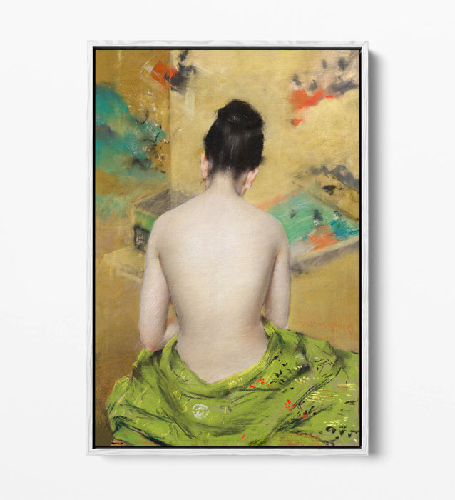 Canvas Wall Art - William Merritt Chase Japanese Woman Print With Float Effect Frame