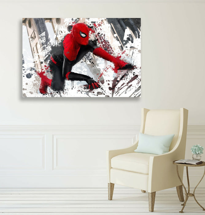 Spider Man Canvas Art – Marvel Superhero Wall Print for Kids Bedroom Decor