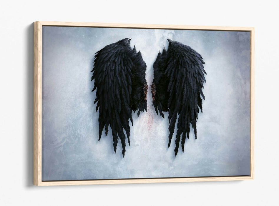 Angel Wings Canvas | Broken Fallen Black Wings Float Effect Wall Art