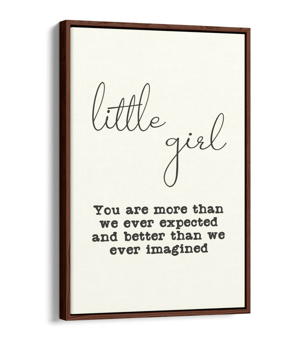 "LITTLE GIRL" NURSERY BABY ROOM QUOTE SLOGAN -FLOAT EFFECT CANVAS WALL ART PRINT