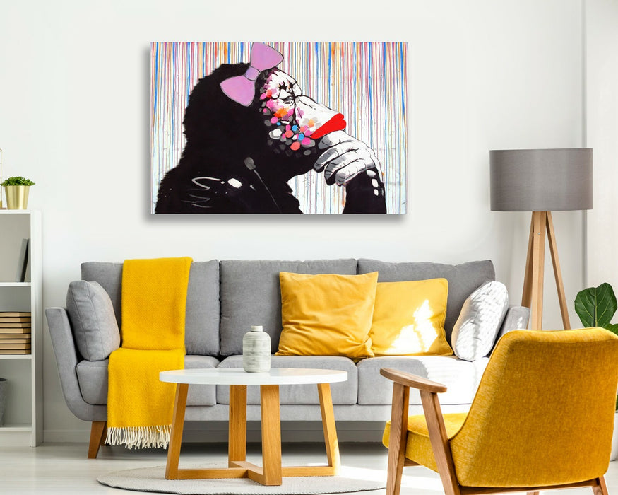 BANKSY DJ MONKEY FEMALE CANVAS WALL ART PICTURE PRINT ARTWORK GRAFFITI