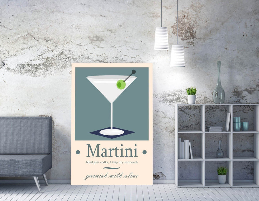 Martini Cocktail Poster – Handmade Canvas Wall Art | Vibrant Drink Print