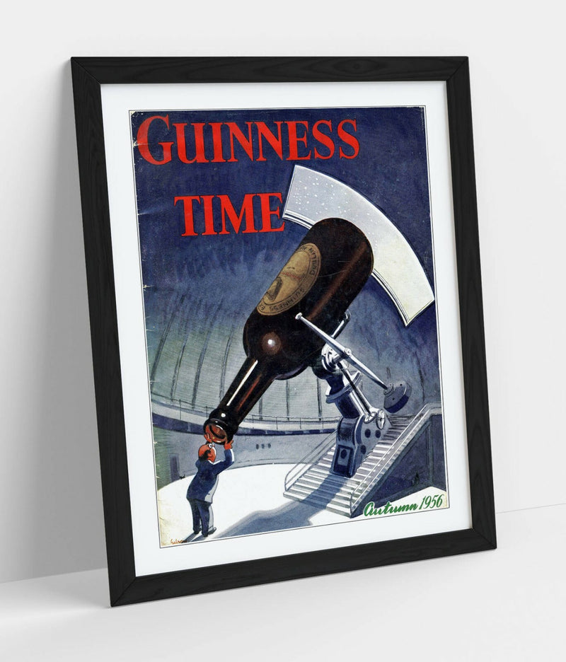 Vintage Retro Poster - Guinness Time Art Framed Wall Art With Woodgrain Frame Finish