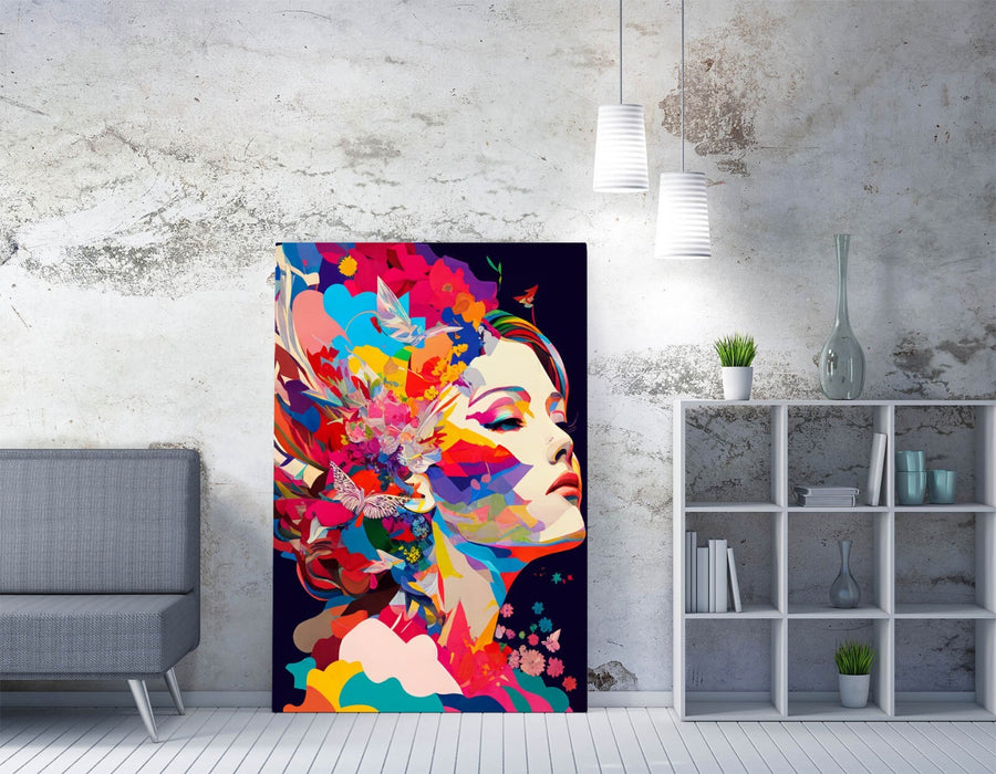 Canvas Wall Art – Multicolour Abstract Beautiful Woman Artwork on Premium Canvas Print