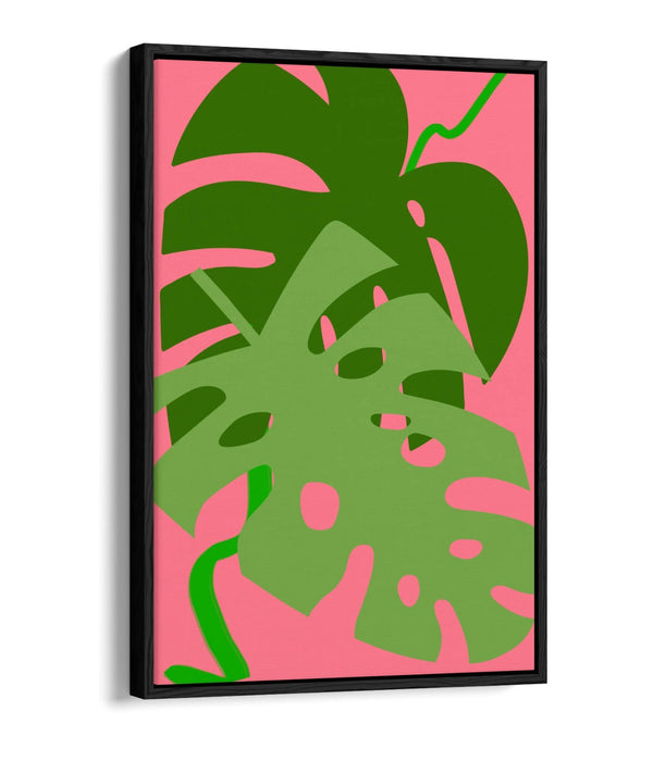 MONSTERA LEAVES BOTANICAL TRENDY MINIMALIST -FLOAT EFFECT CANVAS WALL ART PRINT
