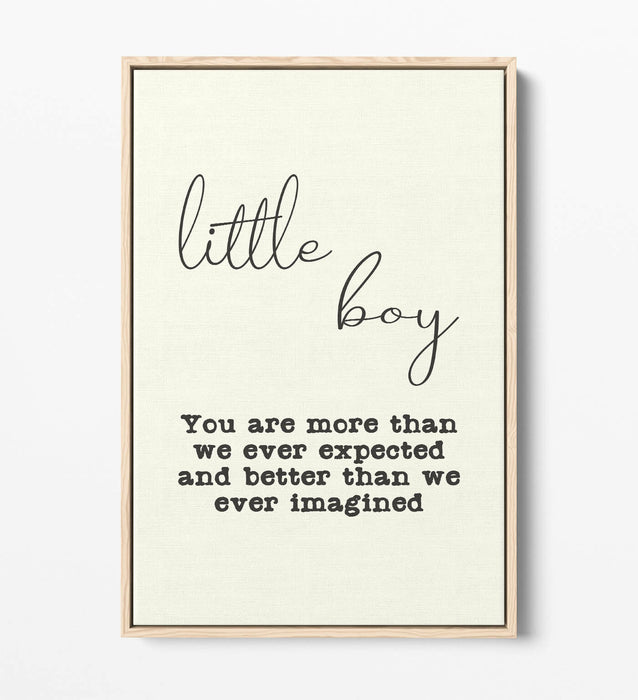 "LITTLE BOY" NURSERY BABY ROOM QUOTE SLOGAN -FLOAT EFFECT CANVAS WALL ART PRINT