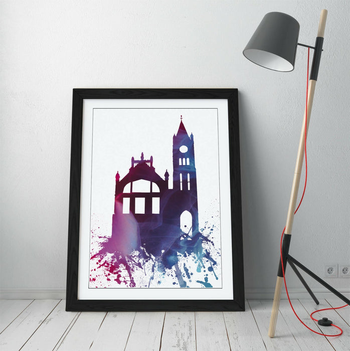 DERRY CITY GUILDHALL SPLASH ART, DERRY GIRLS -FRAMED WALL ART PICTURE PRINT