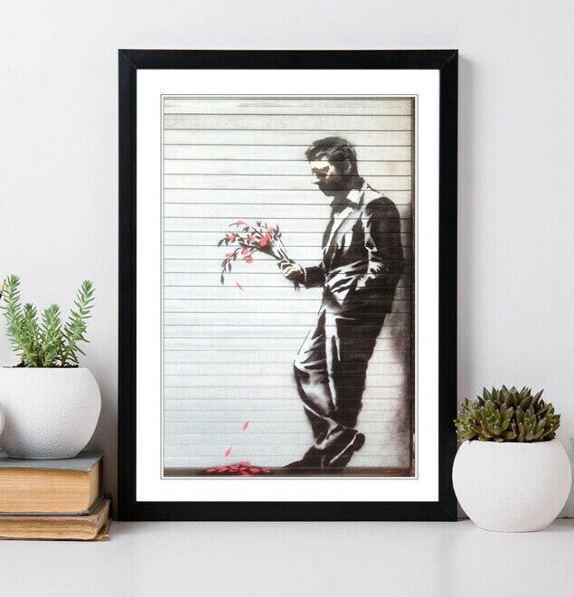 Banksy Framed Poster – Handmade UK Poster With Archival Ink Print & Woodgrain Frame