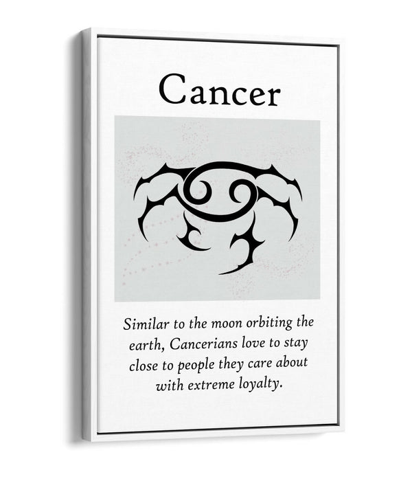 CANCER STAR SIGN ZODIAC ASTROLOGY QUOTE -FLOAT EFFECT CANVAS WALL ART PRINT