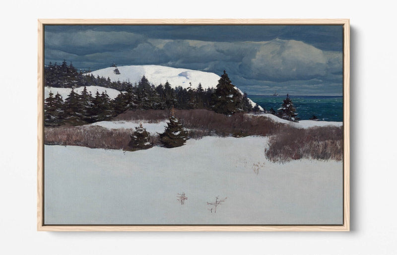 Float Effect Canvas Art – Maine Coast Print on Handmade MDF Frame, Ready to Hang
