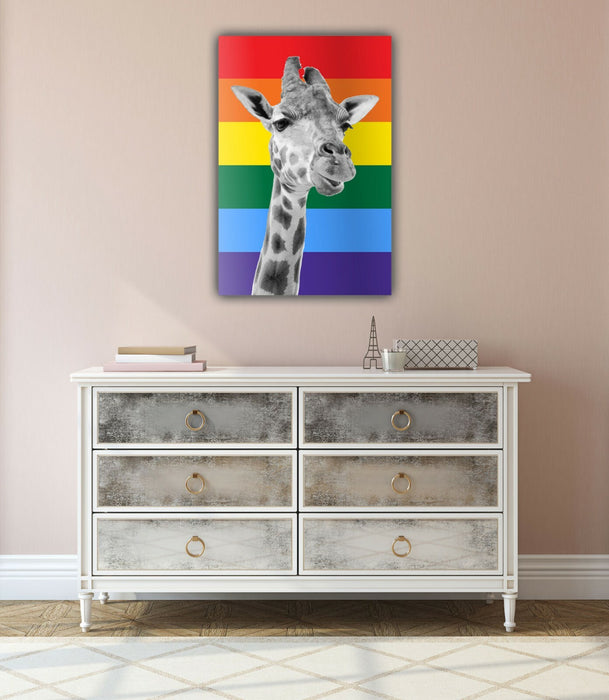 Giraffe Canvas Art - Rainbow Wall Art | LGBT Pride Artwork on Satin Finish Canvas