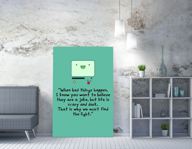Canvas Wall Art - Adventure Time BMO Quote on Handmade Abstract Canvas Print