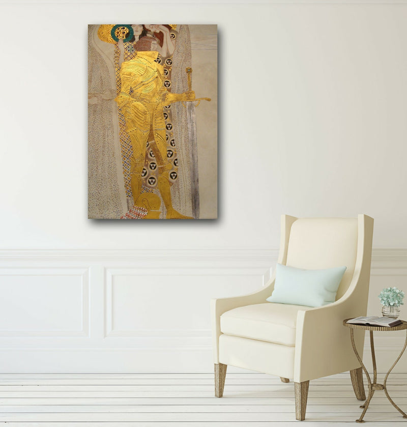 Canvas Wall Art - Framed Canvas Print of Gustav Klimt Beethoven Frieze | Premium Vibrant Color Prints