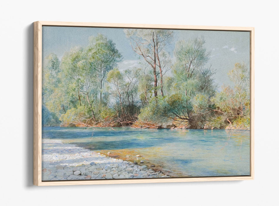 WILLIAM STANLEY HASELTINE, TRAUNSTEIN RIVER -FLOAT EFFECT CANVAS WALL ART PRINT