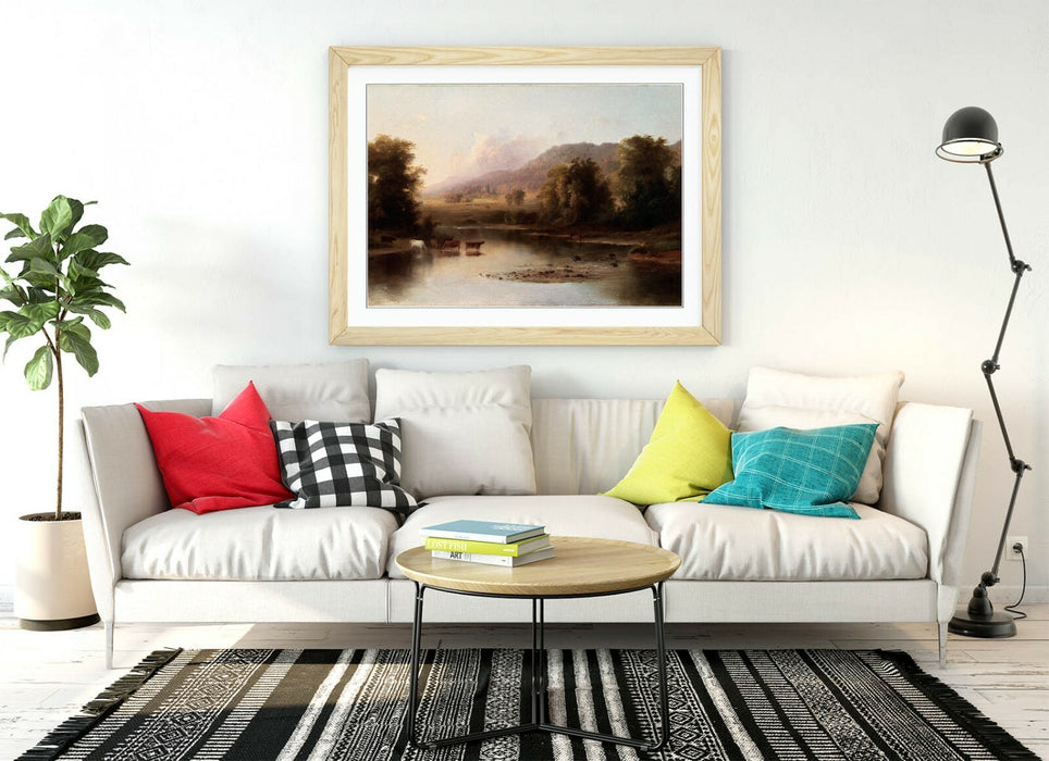 ROBERT S. DUNCANSON, VIEW OF ST ANNE'S RIVER -FRAMED WALL ART PICTURE PRINT