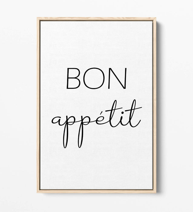 "BON APPETIT" KITCHEN FOOD QUOTE SLOGAN HOME -FLOAT EFFECT CANVAS WALL ART PRINT