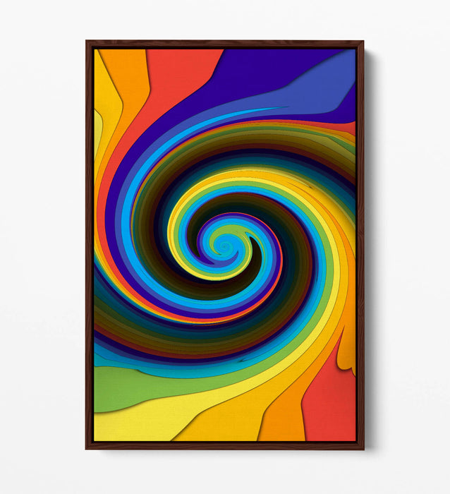 Abstract Canvas Wall Art - Colourful Swirl Print With Float Effect Frame