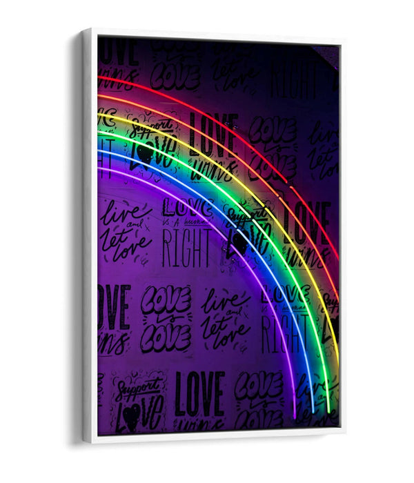 Neon Lights Canvas - Rainbow Wall Art With Float Effect Frame | Handmade UK Canvas