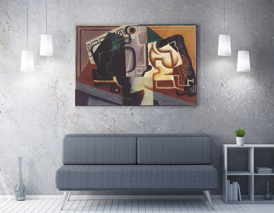 JUAN GRIS, GLASS AND CARAFE -CANVAS WALL ARTWORK PICTURE PRINT