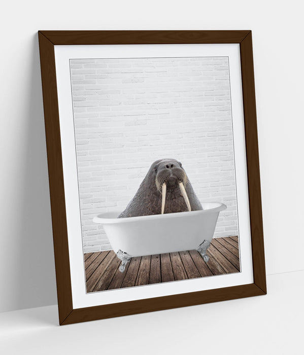 WALRUS IN BATHTUB -QUIRKY ART FRAMED POSTER PICTURE PRINT BATHROOM ARTWORK
