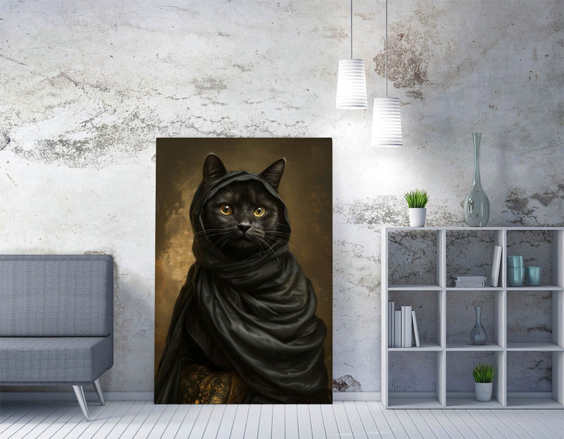 Black Cat Canvas Art - Cool Cat Artwork on Premium Canvas Wall Art