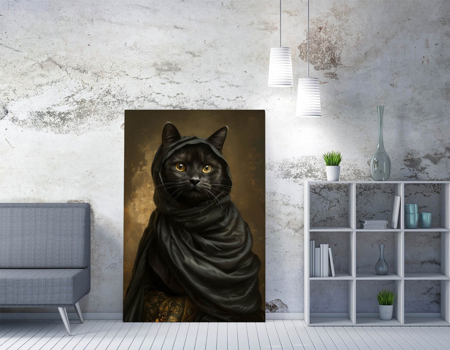 Black Cat Canvas Art - Cool Cat Artwork on Premium Canvas Wall Art