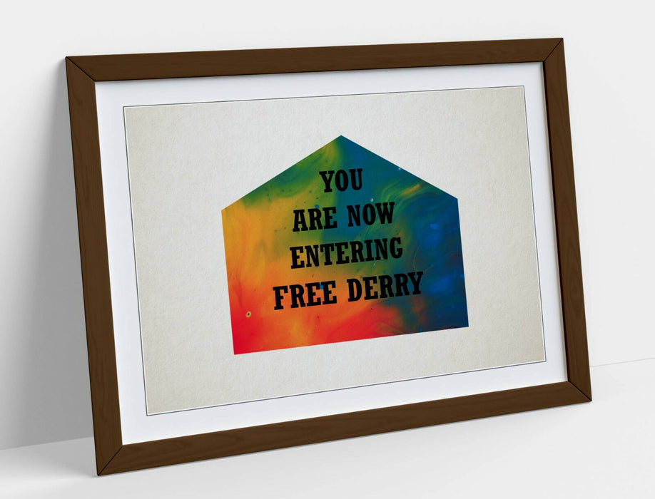 FREE DERRY CORNER IRISH RAINBOW, DERRY GIRLS -FRAMED WALL ART PICTURE PRINT