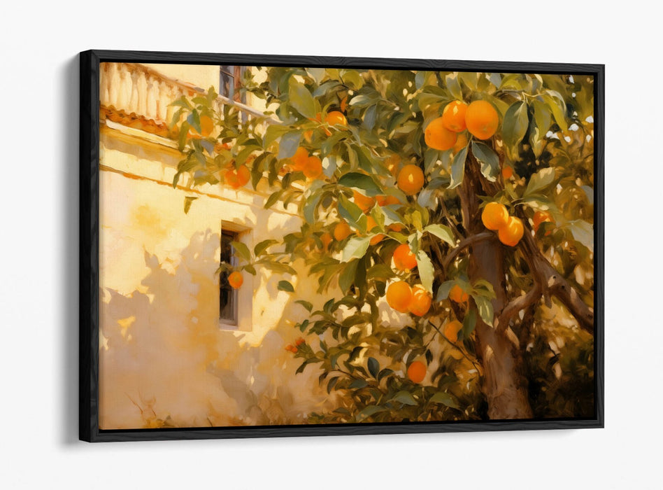 Impressionist Canvas Art – Orange Tree Artwork with Float Frame Canvas Print
