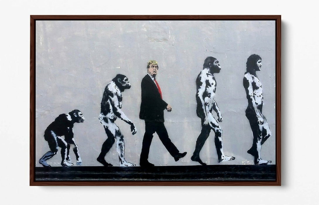 BANKSY DONALD TRUMP EVOLUTION FLOAT EFFECT CANVAS WALL ART PIC PRINT GRAFFITI