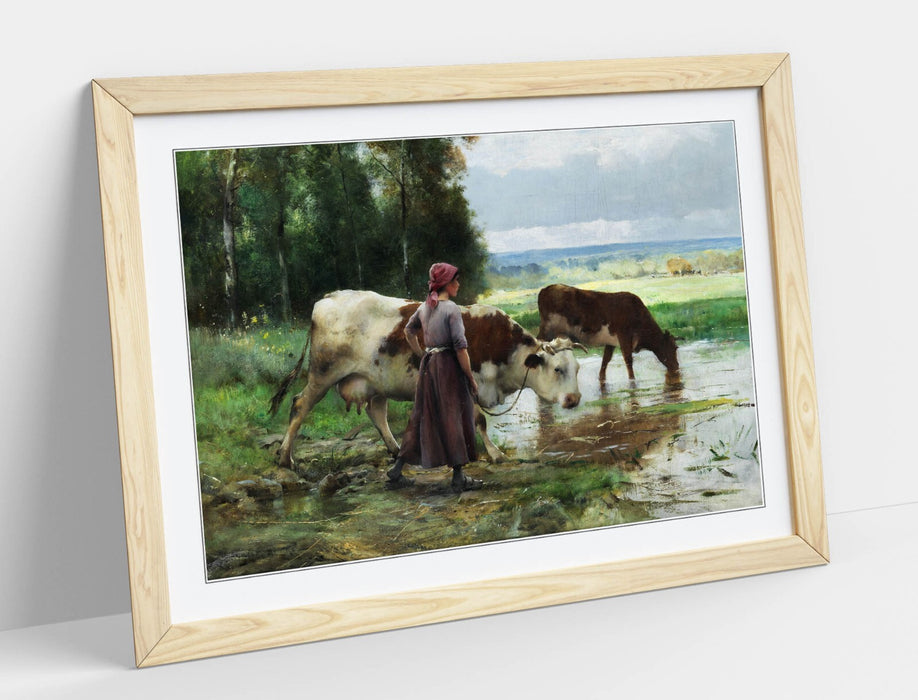 Framed Wall Art - Julien Dupre Young Woman Soaring Cattle Poster Print