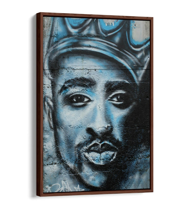 TUPAC GRAFFITI -FLOAT EFFECT CANVAS WALL ART PIC PRINT- GREY WHITE