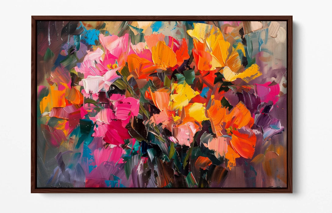 Post Impressionism Canvas - Multi Colour Still Life Flowers Float Effect Art Print