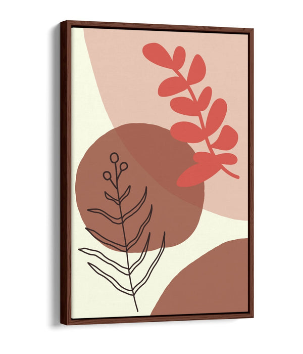 BOTANICAL BAUHAUS TRENDY MINIMALIST LEAVES -FLOAT EFFECT CANVAS WALL ART PRINT