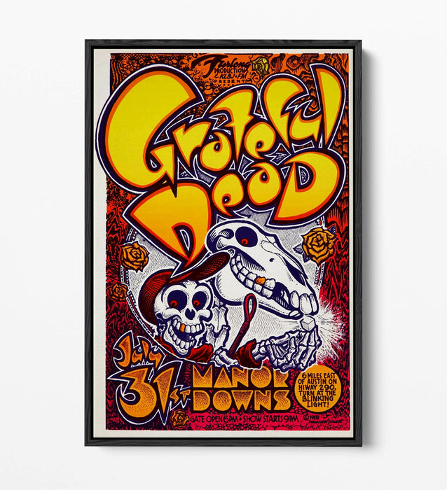 PSYCHEDLIC VINTAGE GRATEFUL DEAD POSTER -FLOAT EFFECT CANVAS WALL ART PRINT