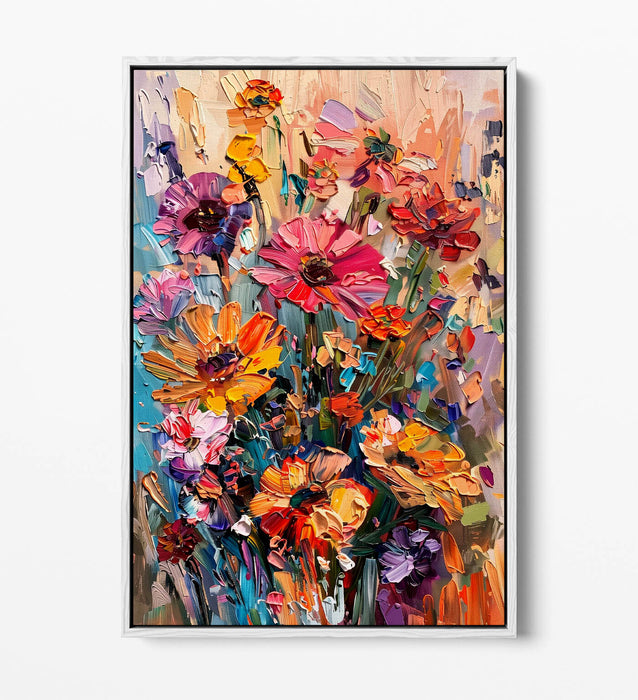BOUQUET OF FLOWERS IMPRESSIONIST STYLE DECOR FLOAT EFFECT CANVAS ART PRINT