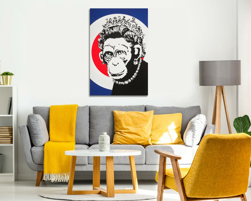BANKSY MOD MONKEY QUEEN CANVAS ART PRINT ARTWORK STREET XL OPTIONS