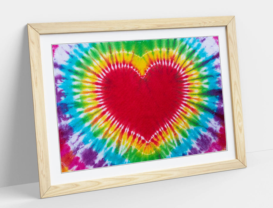 Tie Dye Wall Art - Framed Heart Print Poster | Handmade UK Bedroom Decor
