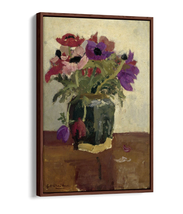 Canvas Wall Art - Handmade George Hendrik Breitner Pot with Anemones | Vibrant Float Effect