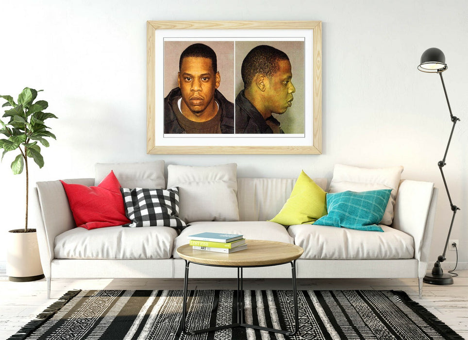 JAY Z MUGSHOT -ART FRAMED POSTER PICTURE PRINT ARTWORK- GREY BLACK