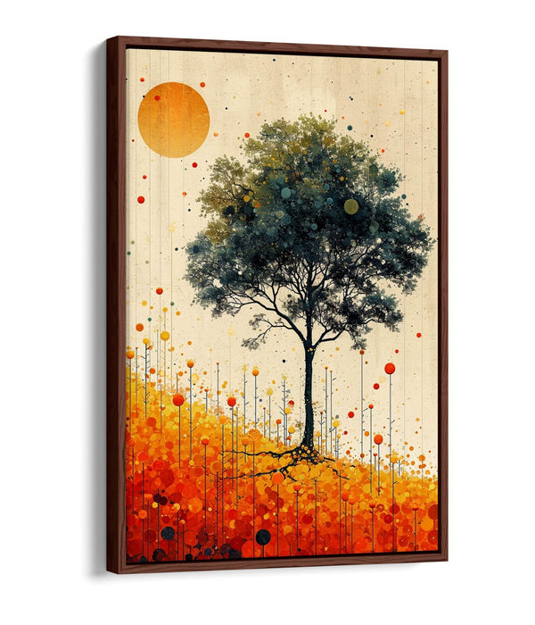 Abstract Canvas Art - Orange Bubbles Tree | Float Effect Canvas Wall Art