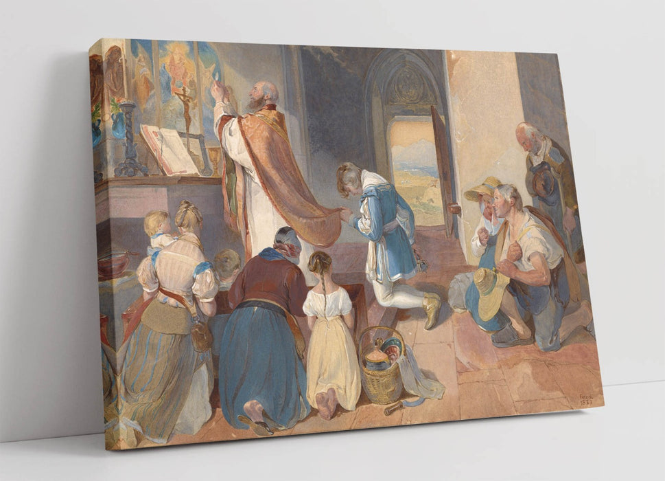 Canvas Wall Art - Peter Fendi Fridolin Assists With Holy Mass Premium Print