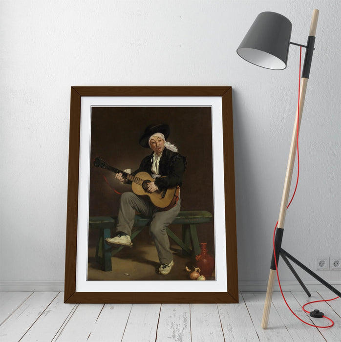 Framed Art Poster – Edouard Manet Spanish Singer Painting | Handmade Woodgrain Frame