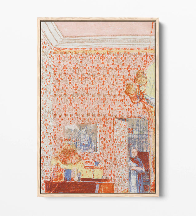 EDOUARD VUILLARD, INTERIOR WITH PINK WALLPAPER -FLOAT EFFECT CANVAS ART PRINT